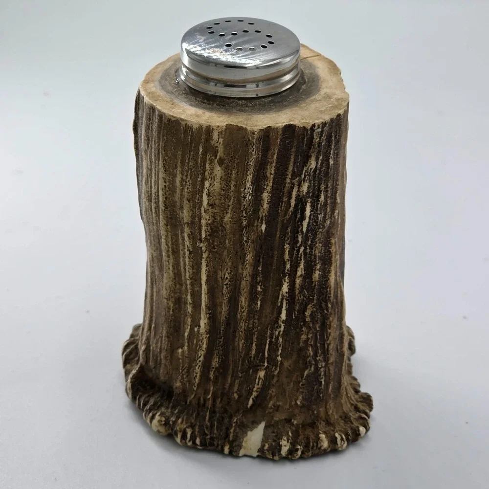 Deer Antler Wood Salt & Pepper Shaker Set Rustic Woodsy Outdoorsy Unique